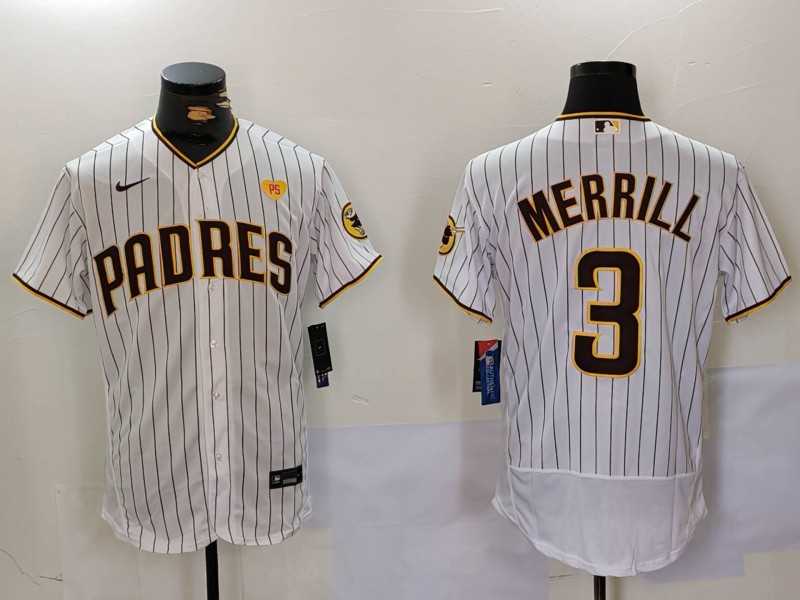 Men's San Diego Padres #3 Jackson Merrill White With PS Patch Stitched Flex Base Jersey,We sell and wholesale Men's San Diego Padres #3 Jackson Merrill White With PS Patch Stitched Flex Base Jersey on line form chian!